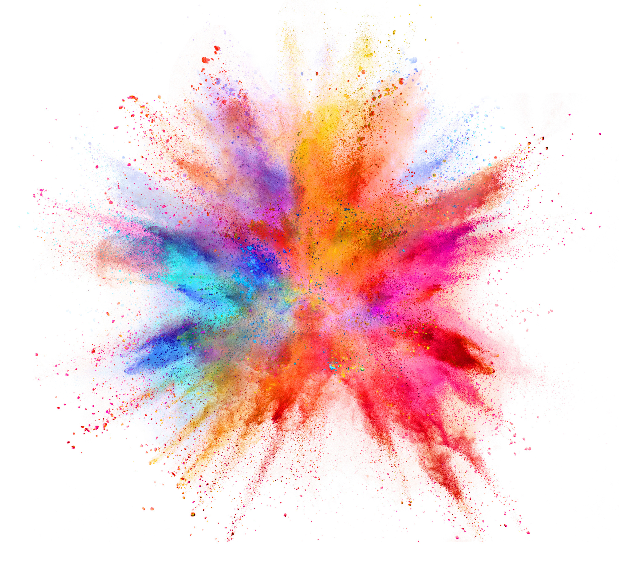 Explosion of Coloured Powder Isolated on White Background